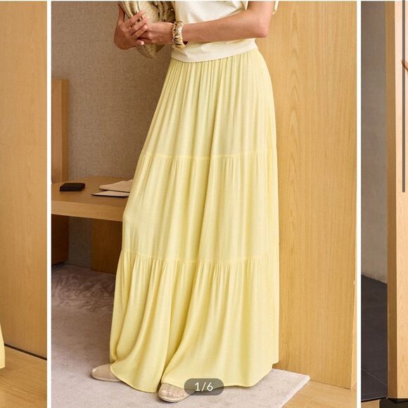 Commense Semi-Sheer Tiered Maxi Skirt with Elastic Waist NWT MEDIUM - Picture 3 of 7